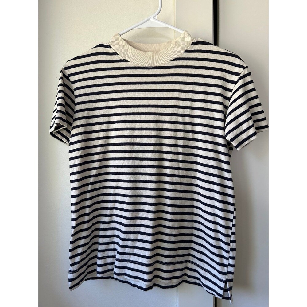 Rivet and thread from Madewell strip mock neck short sleeve top